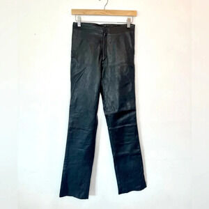 Gianna Lorenzi Vintage‎ Black Genuine Leather Straight Leg Pants Size 4
